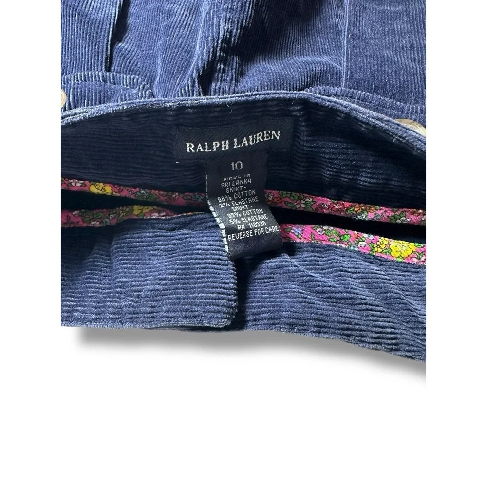 Ralph Lauren Girls‎ 10 Blue Corduroy Skirt Skort Preppy Nautical Pockets